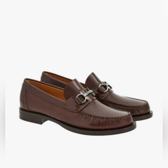 Salvatore Ferragamo Brown Leather Gancini Loafers $895 Size 8.5 - Picture 2 of 6